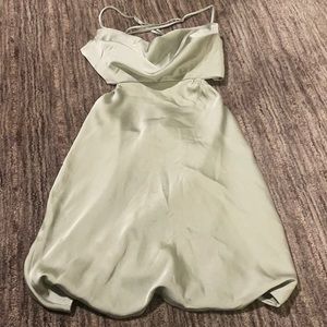 Princes Polly green satin dress with open back